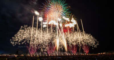 桜島を背景に花火が咲いた！鹿児島の春を彩る「桜島と芸術花火2024」レポート