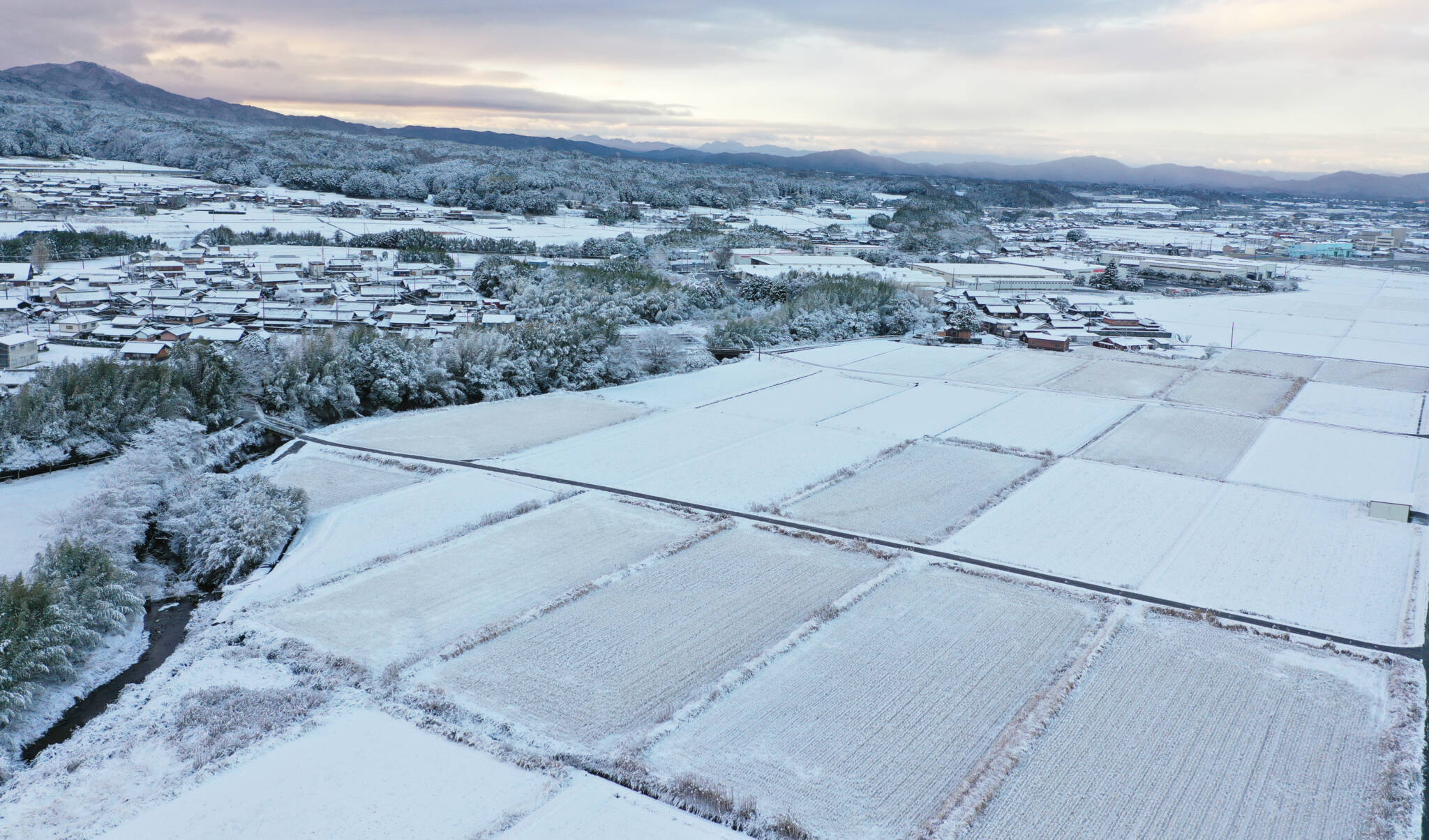 伊賀で積雪　一夜で銀世界に