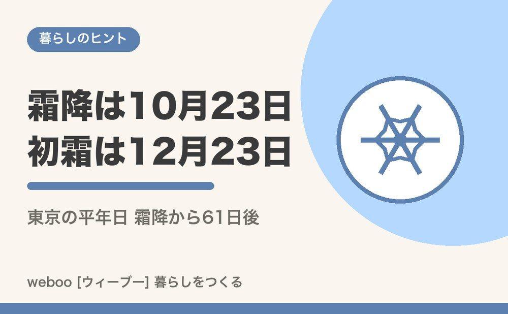 霜降は10月23日 東京の初霜は平年12月23日