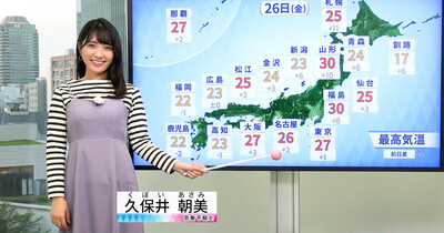 【動画】26日の天気 - 東北で真夏日も　福島・山形30℃　西からゆっくり天気下り坂（25日18時更新）