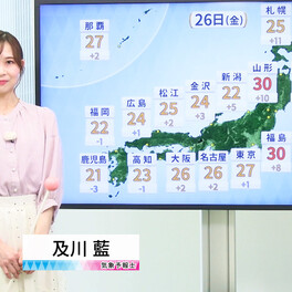 【動画】26日の天気 - さらに気温高く 東北で真夏日予想も　急な暑さに注意　北～東日本には黄砂も（26日7時更新）