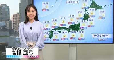 【動画】4日の天気 - みどりの日は夏日エリア拡大　東京は28℃予想　広く晴れてお出かけ日和（3日19時更新）