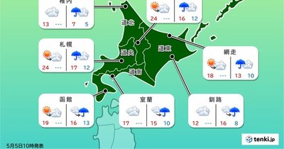 北海道　連休最終日から雨が続く　日本海側などで雨脚強まる