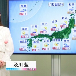 【動画】10日の天気 - 天気回復へ 関東の雨は朝まで　西日本は急な暑さに注意　北日本や山沿いでは雷雨も（9日19時更新）