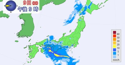 梅雨入りした四国で300ミリ超の大雨　土砂災害など注意　10日(月)朝の通勤通学時は関東～北で雨