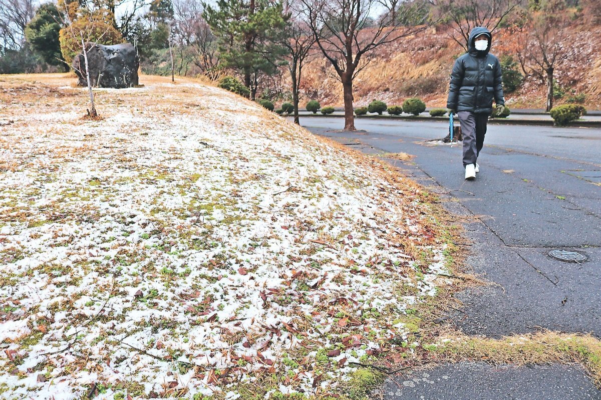 うっすら雪化粧　富山県内、寒さ戻る