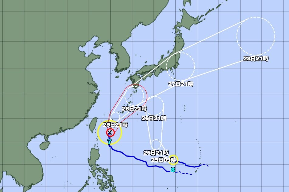 【台風7号】宮古島市の小中学校は25日休校　25日に先島、26日に沖縄本島に最接近　暴風や波に注意＜24日午後9時＞