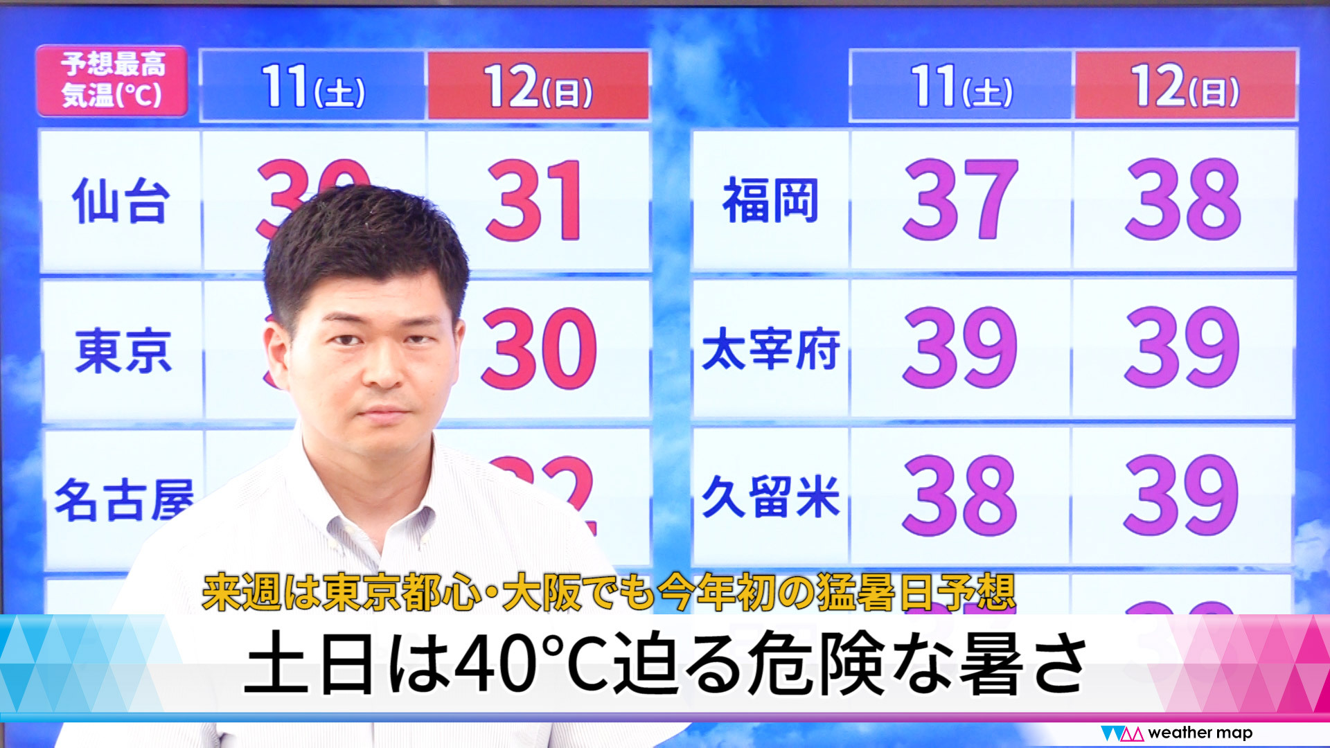 【動画解説】土日は40℃迫る危険な暑さ　来週は東京都心・大阪でも今年初の猛暑日予想