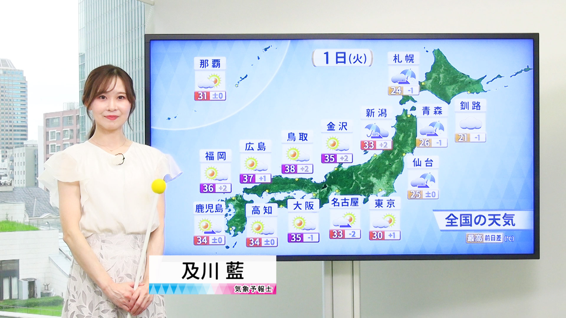 【動画】1日の天気 - 北陸や西日本を中心に猛暑　午後は雷雨も　北日本に雨雲広がる（1日7時更新）