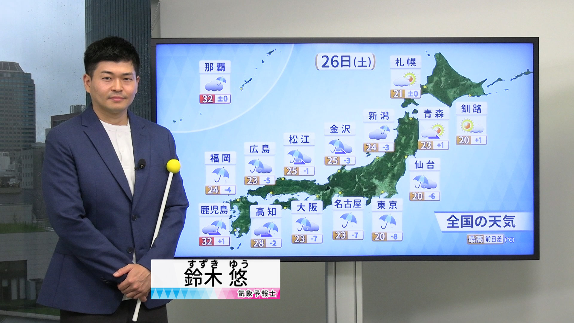 【動画】26日の天気 - 雨で気温は前日より大幅ダウン　東京は20℃届かない時間が長く服装に注意（26日7時更新）