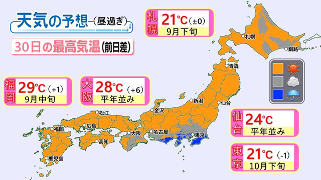関東南部は雨でヒンヤリ　北海道～沖縄は晴れる