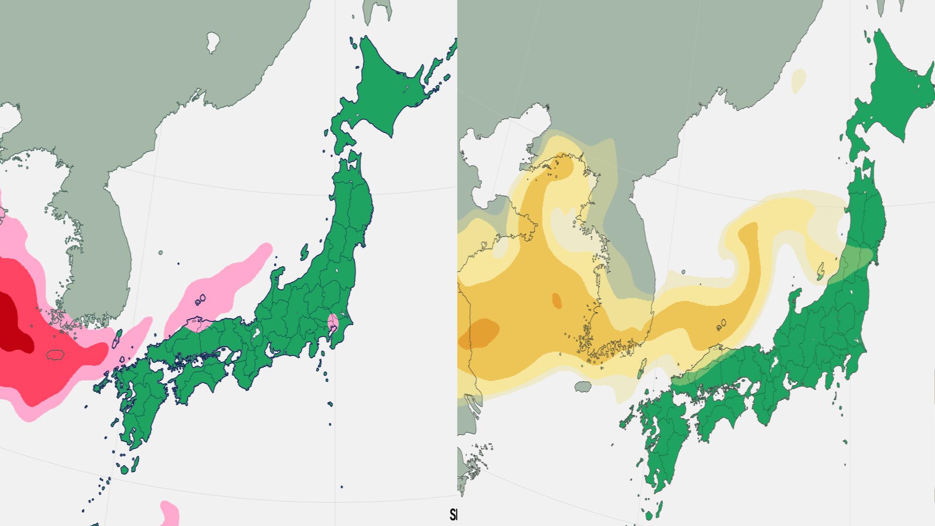 【黄砂とPM2.5】大陸から流入…2日（金）にはダブル飛来予想　西日本から東日本の広範囲で洗濯物やアレルギーに注意【シミュレーション】