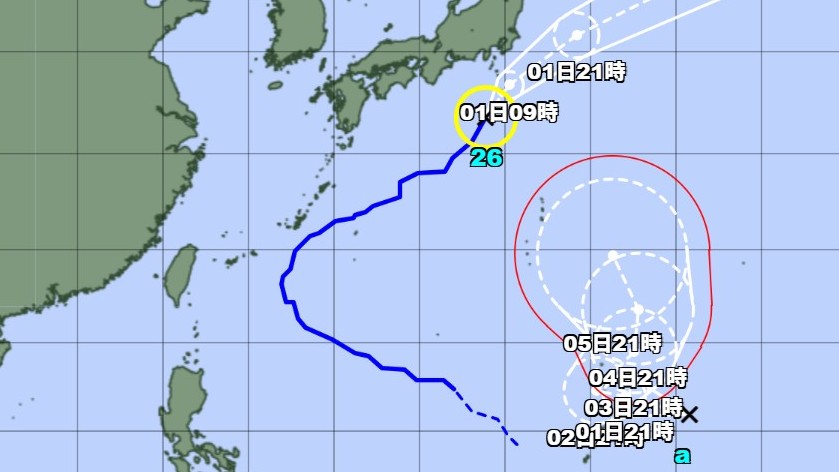 【台風情報】“台風のたまご”熱帯低気圧の進路予想　「新たな台風」が24時間以内に発生の可能性　台風26号の進路予想　1日午前9時には八丈島の北東約60キロに達する予想