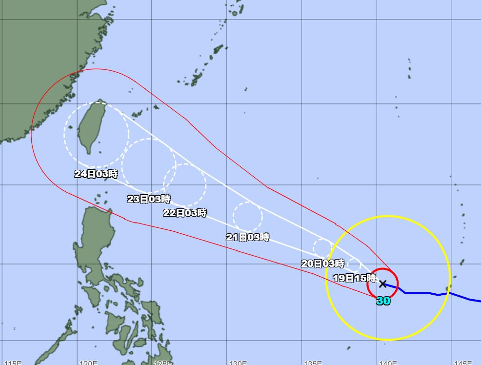 【台風30号】非常に強い勢力　23日先島影響か＜19日朝＞
