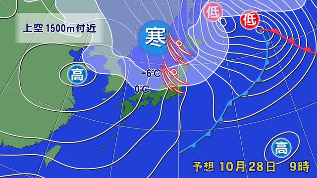 冬型の気圧配置へ…27日(火)夜から28日(水)にかけて北日本中心に荒れた天気　東京地方で「木枯らし1号」吹く可能性も