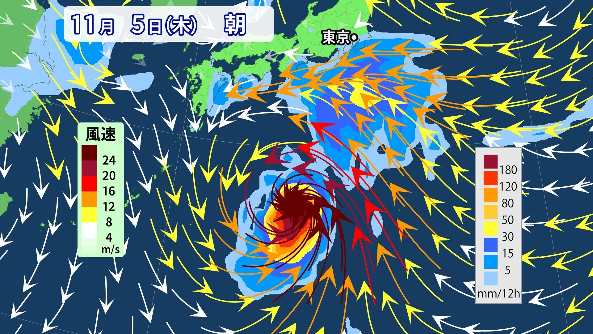 【台風情報】台風31号（インファ） 非常に強い勢力を維持して日本の南へ　最大瞬間風速70m/s・中心気圧935hPa予想　今後の進路は?【気象庁・台風情報・雨風の予想シミュレーション】