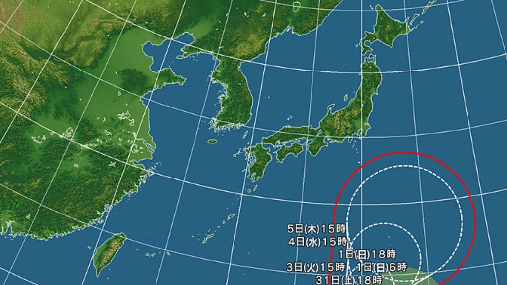 【台風情報】非常に強い台風31号の進路予想　11月4日から5日にかけ、強い勢力で小笠原諸島へ接近または直撃するおそれ　5日頃は台風の間接的な影響で東海や関東を中心に雨が強まる可能性