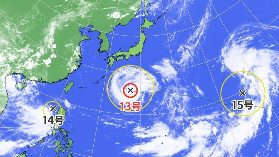 3個並んだ台風のうち台風13号の暖風で九州等は最低気温30度以上の予想　酷暑日に次ぐ暑さの指標が必要