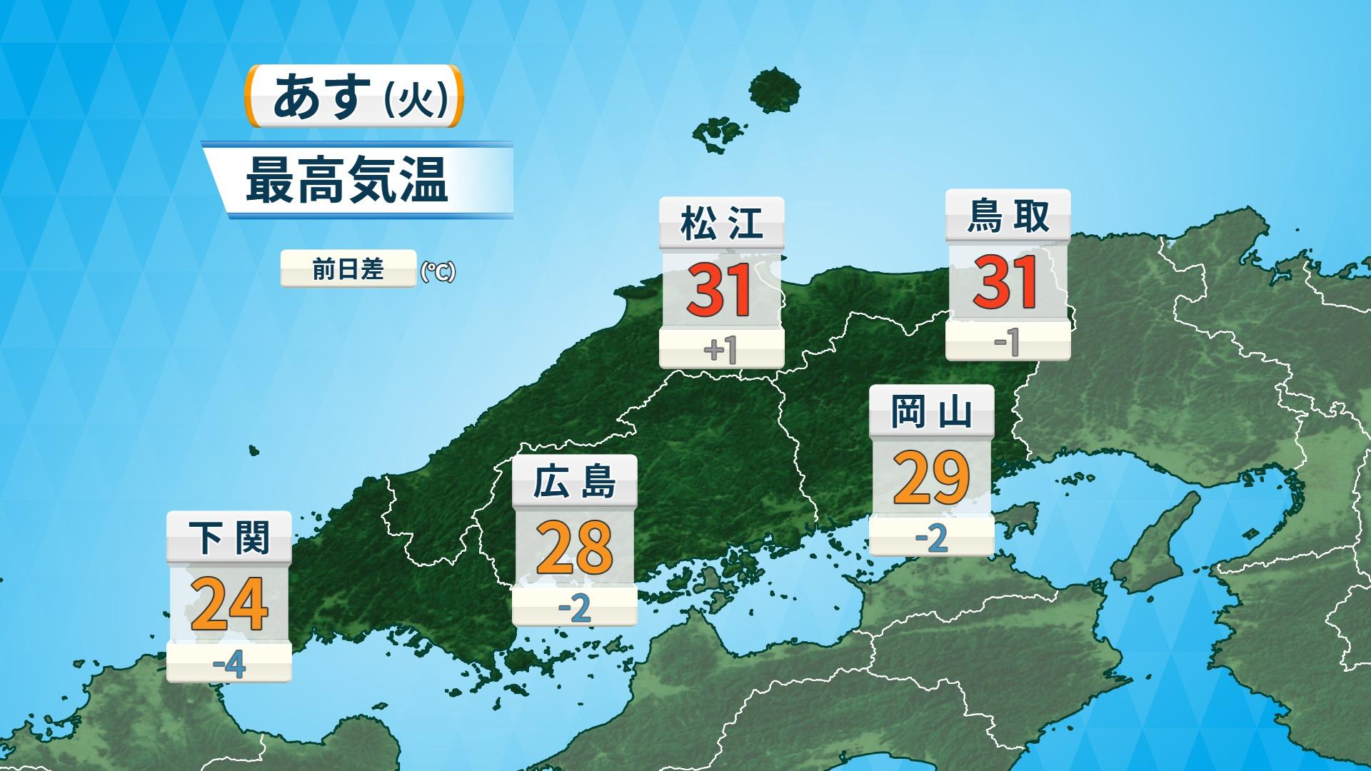 中国地方　26日（火）山陰は真夏日予想　熱中症に注意！ #エキスパートトピ