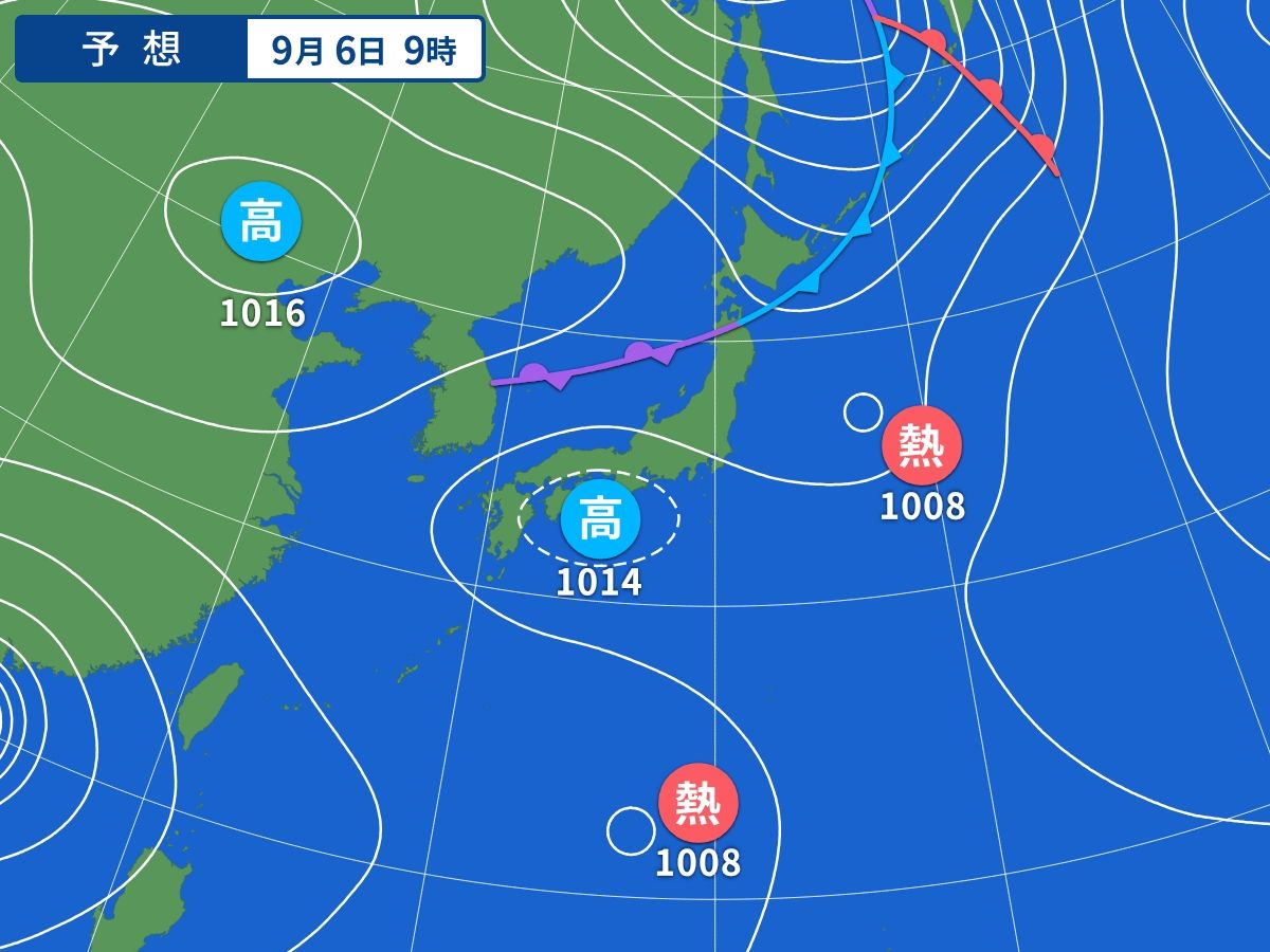 予想天気図（9月6日09時）