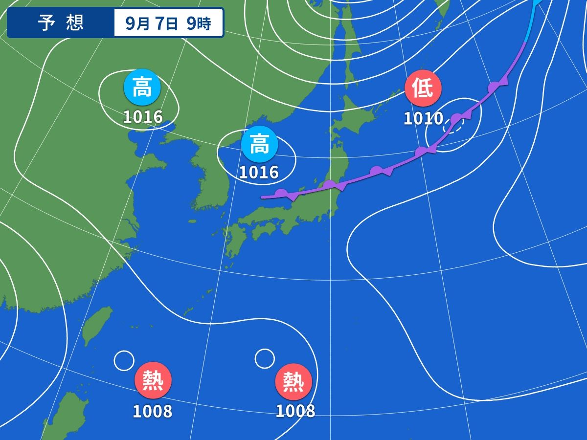 予想天気図（9月7日09時）