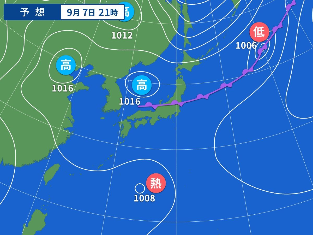 予想天気図（9月7日21時）