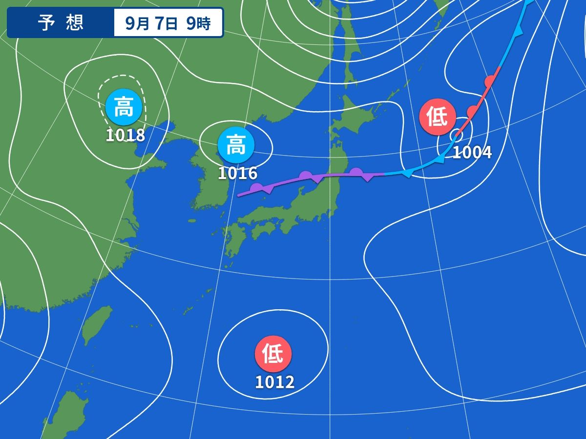 予想天気図（9月7日09時）