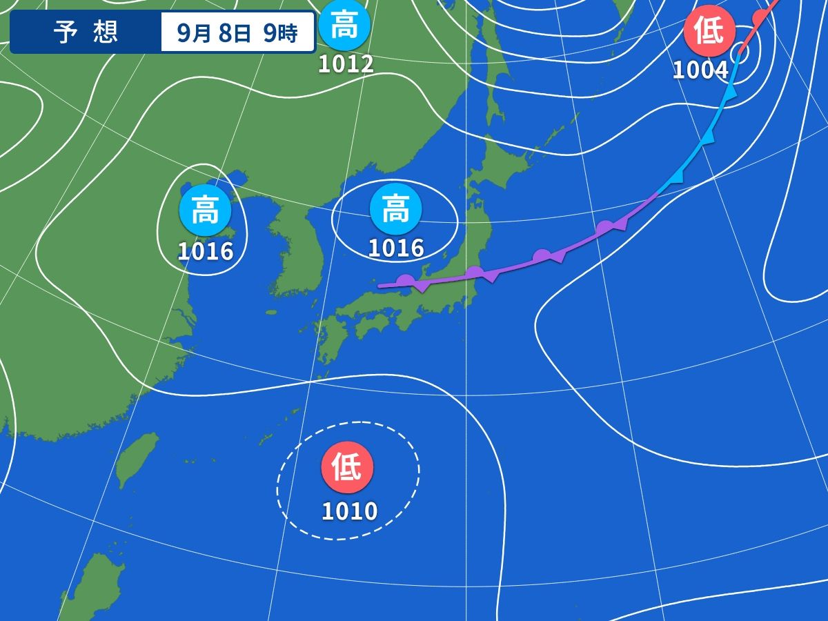 予想天気図（9月8日09時）