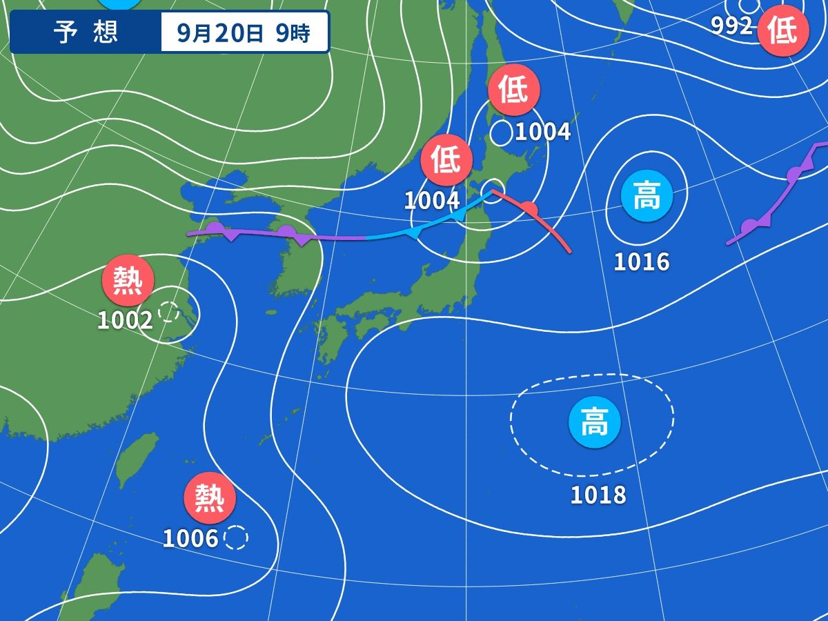 予想天気図（9月20日09時）