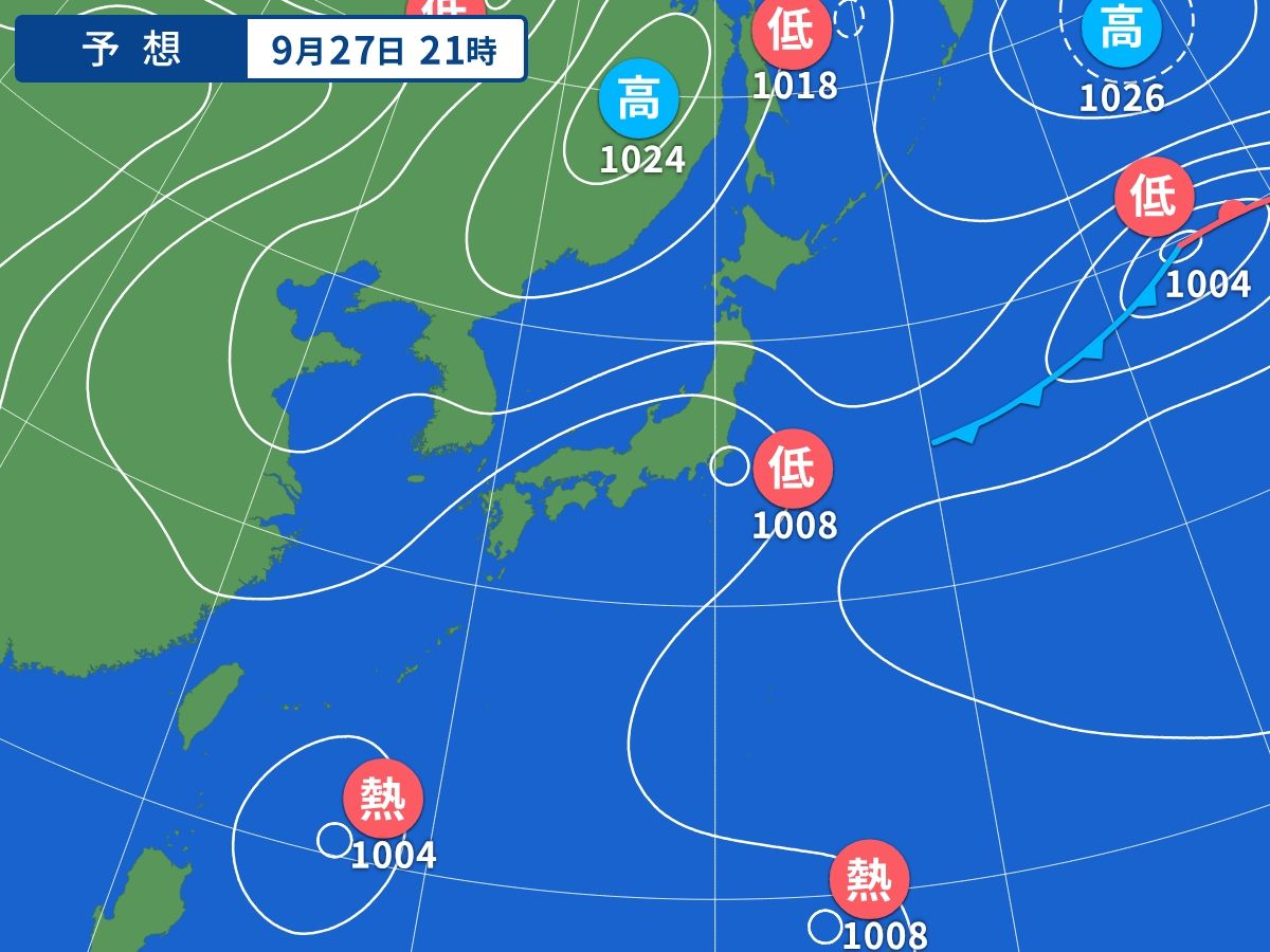 预测天气图（9月27日21时）