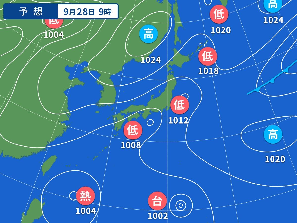 预测天气图（9月28日09时）