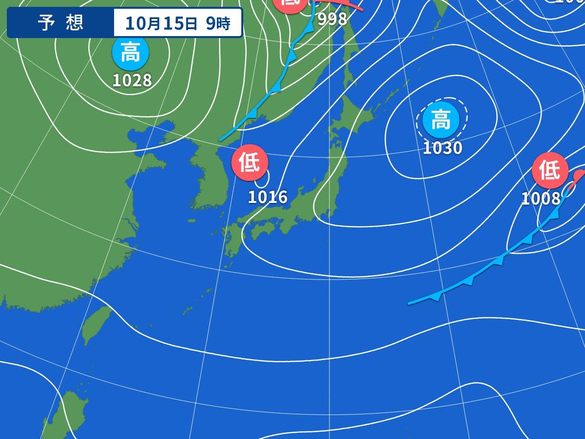 予想天気図（10月15日09時）