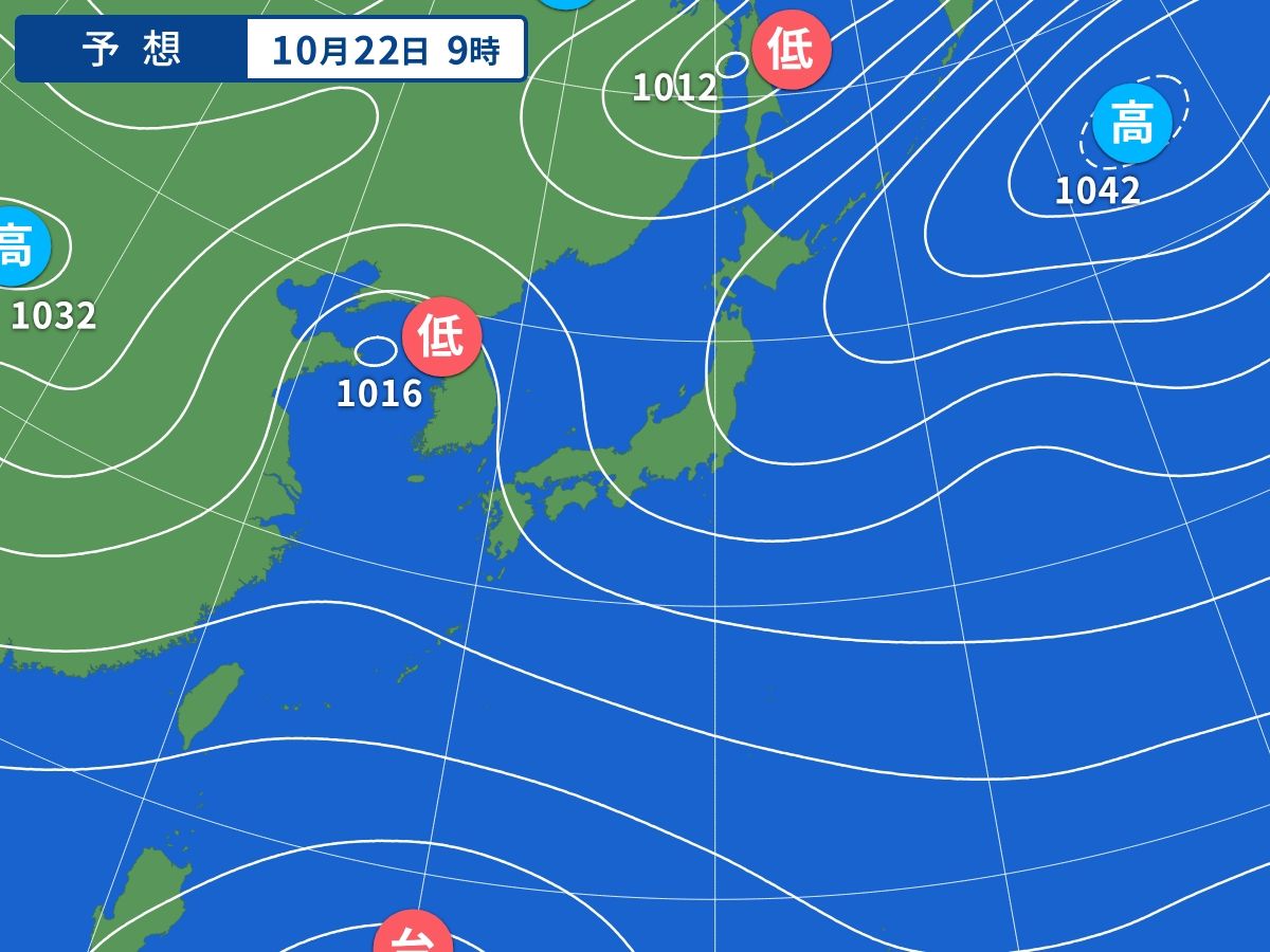 予想天気図（10月22日09時）