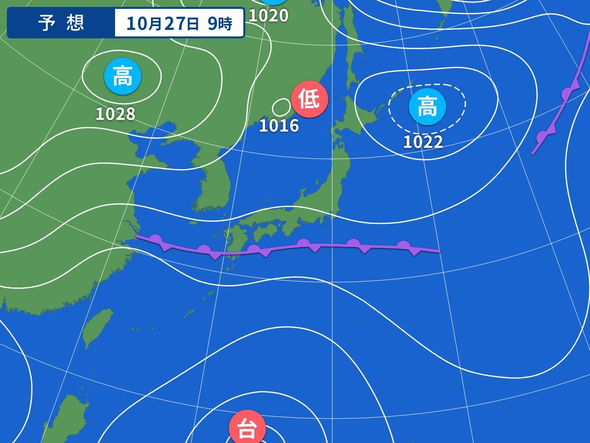 予想天気図（10月27日09時）