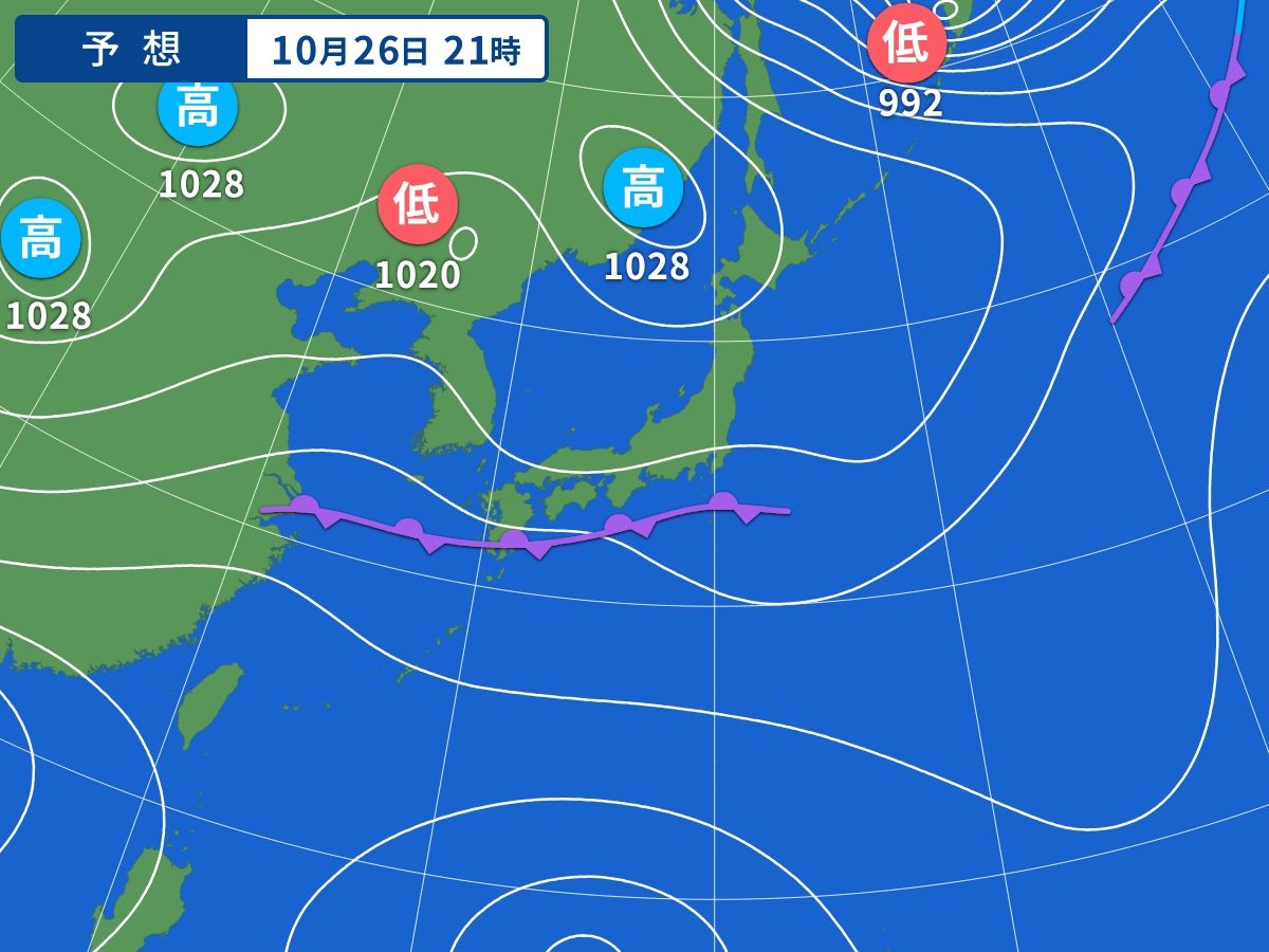 予想天気図（10月26日21時）