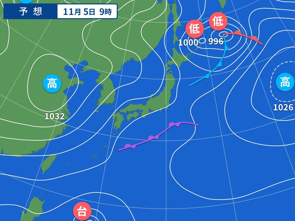 予想天気図（11月5日09時）