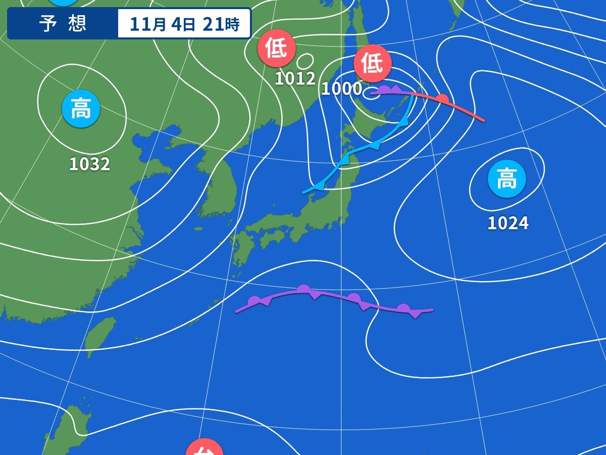 予想天気図（11月4日21時）