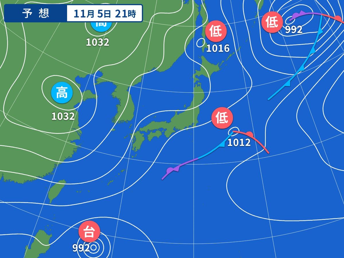 予想天気図（11月5日21時）