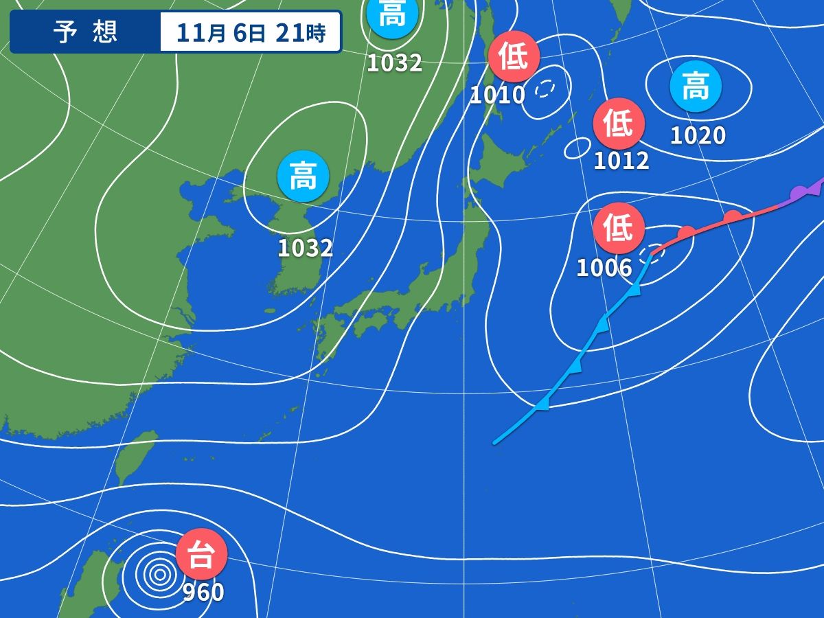 予想天気図（11月6日21時）