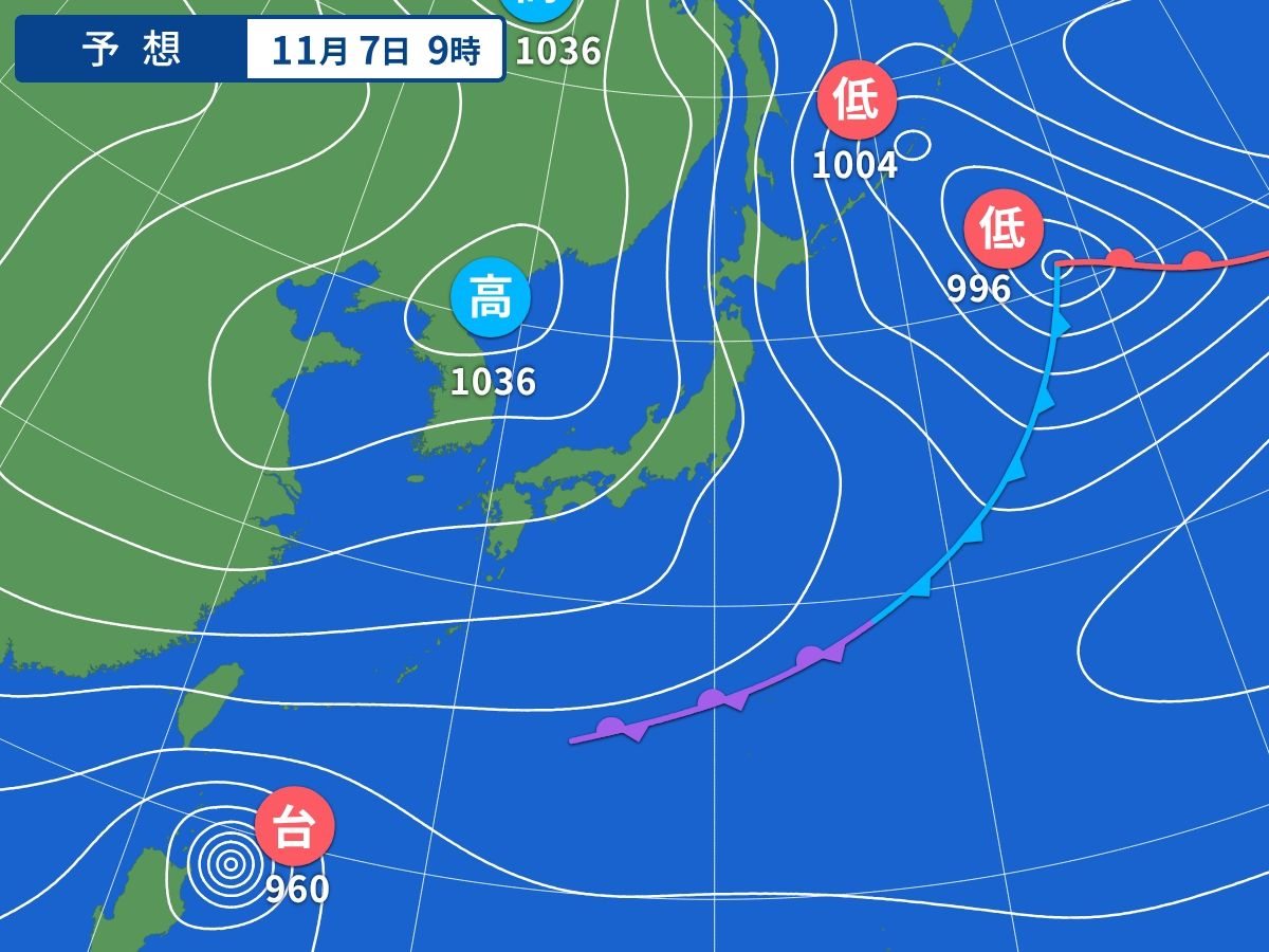 予想天気図（11月7日09時）