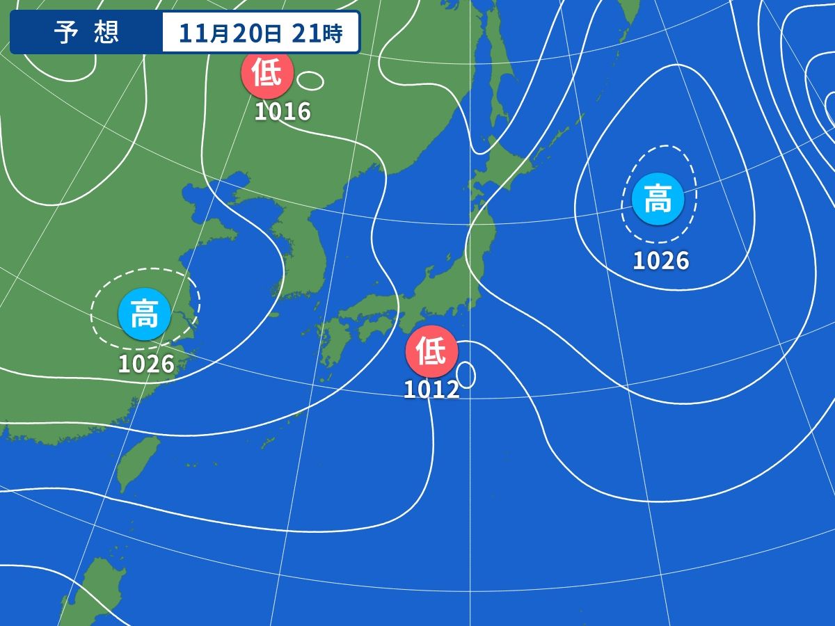 予想天気図（11月20日21時）