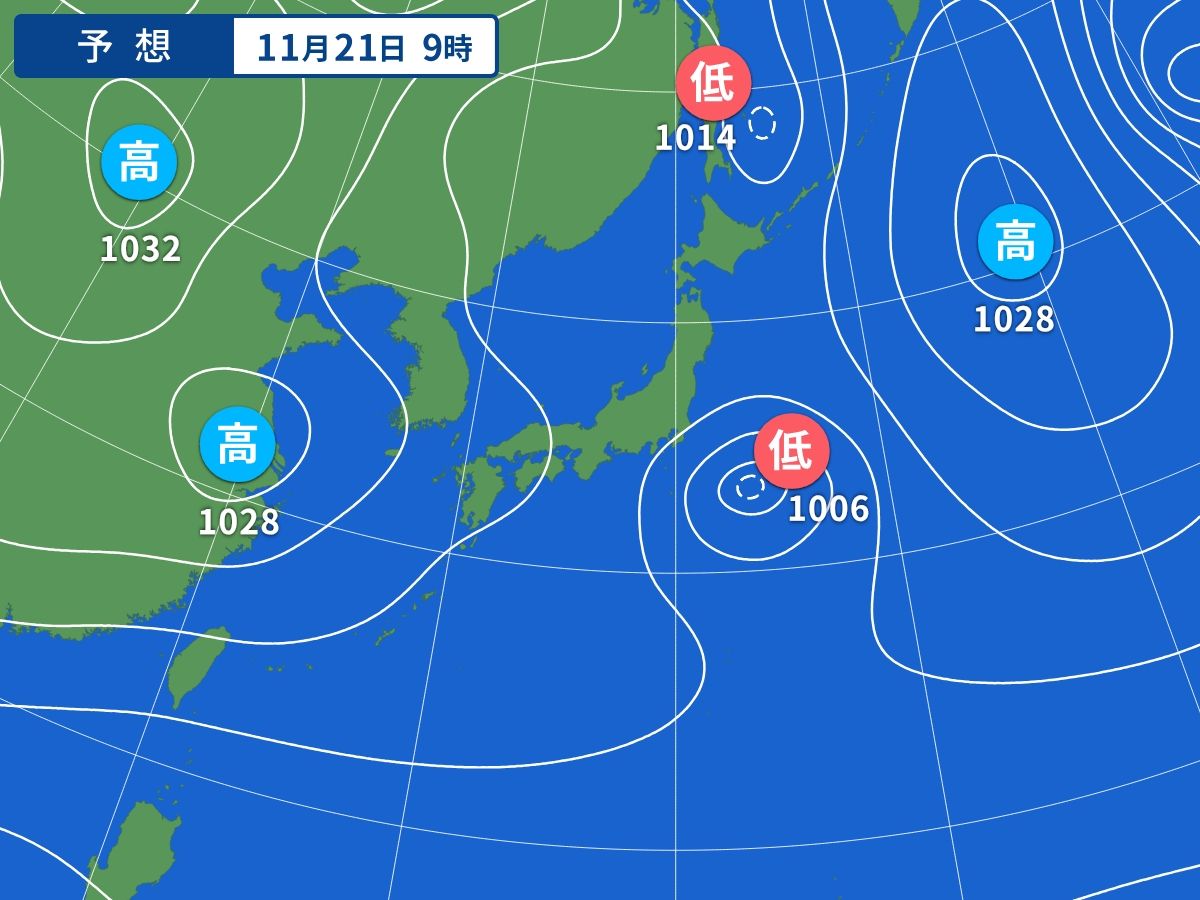 予想天気図（11月21日09時）