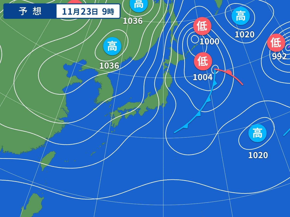 予想天気図（11月23日09時）