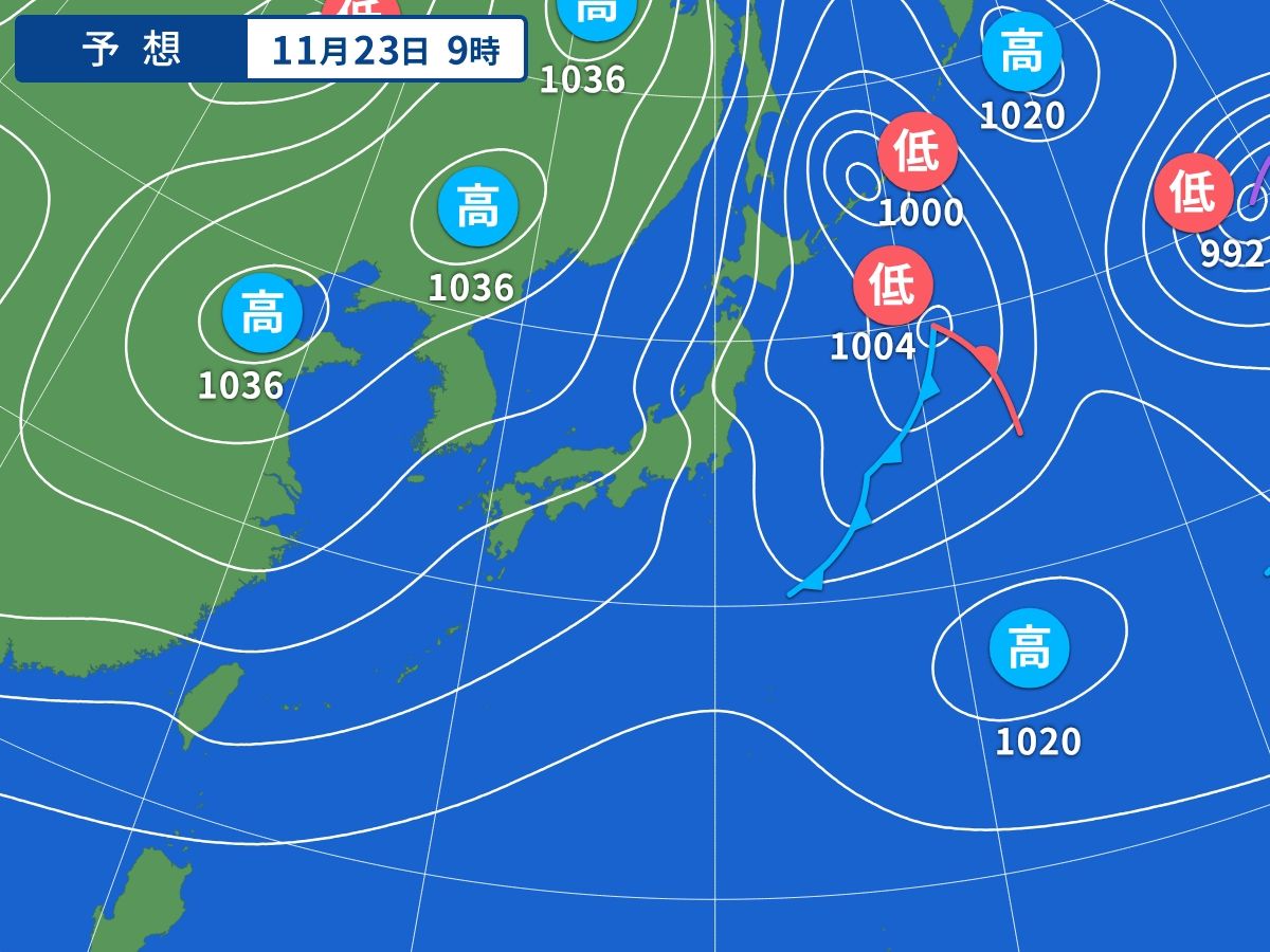 予想天気図（11月23日09時）