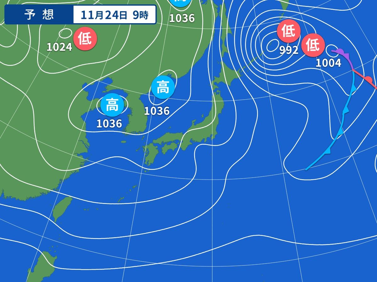 予想天気図（11月24日09時）