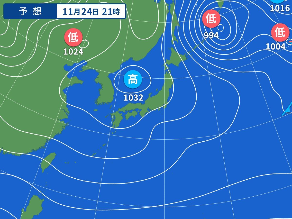 予想天気図（11月24日21時）