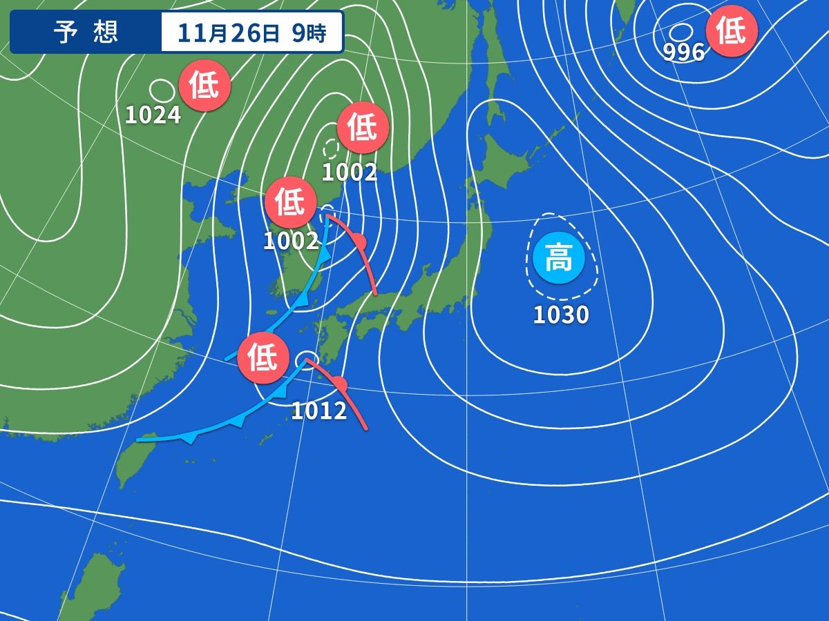 予想天気図（11月26日09時）