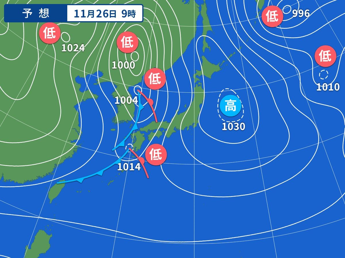 予想天気図（11月26日09時）