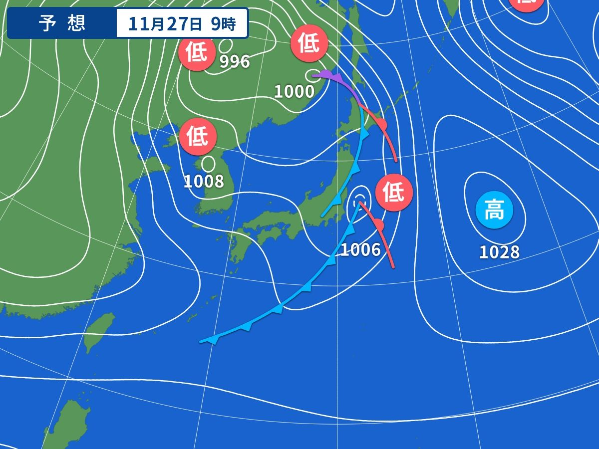 予想天気図（11月27日09時）