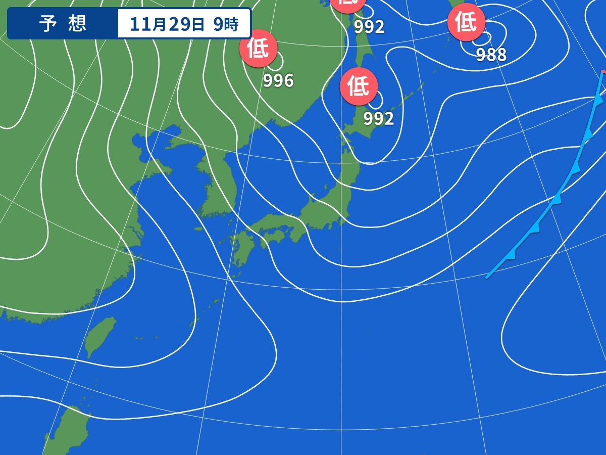 予想天気図（11月29日09時）